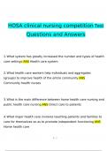 HOSA clinical nursing competition Exam2024 Expected Questions and Answers (Verified by Expert)