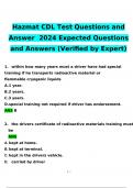 Hazmat CDL Test Exam2024 Expected Questions and Answers (Verified by Expert)
