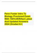 Penn Foster Intro To  Biology Proctored Exam With 100%VERified Latest  And Updated Answers  2024 |Graded A+|