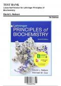 Test Bank for Loose-leaf Version for Lehninger Principles of Biochemistry, 7th Edition by David L Nelson, 9781464187964, Covering Chapters 1-28 | Includes Rationales