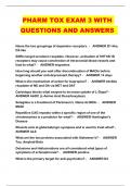 PHARM TOX EXAM 3 WITH QUESTIONS AND ANSWERS 
