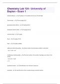 Chemistry Lab 124 - University of Dayton - Exam 1 Questions And Answers With Verified Study Solutions