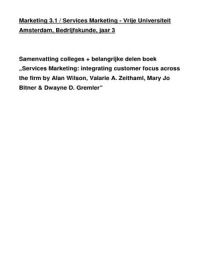 Marketing 3.1 / Services marketing - colleges + belangrijke delen boek