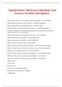 Animal Science 1401 Exam 3 Questions And Answers (Verified And Updated)