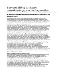 Samenvatting artikelen Ontwikkelinspsychopathologie