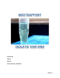 Meetrapport DNA isolatie, voor het vak BCP42