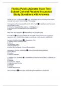 Florida Public Adjuster State Test-Subset General Property Insurance Study Questions with Answers