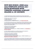 NEW MED SURGE 2 HESI 2024-2025 COMPLETE ACTUAL 200+ EXAM QUESTIONS WITH VERIFIED ANSWERS ALREADY GRADED A+ BY EXPERTS