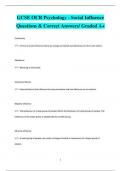 GCSE OCR Psychology - Social Influence Questions & Correct Answers/ Graded A+