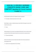 HESI NU 112 REVIEW- NURSING  CONCEPTS (BASIC CARE AND  COMFORT) Questions & Correct Answers/  Graded A+