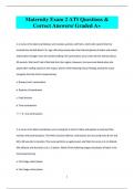 Maternity Exam 2 ATI Questions &  Correct Answers/ Graded A+