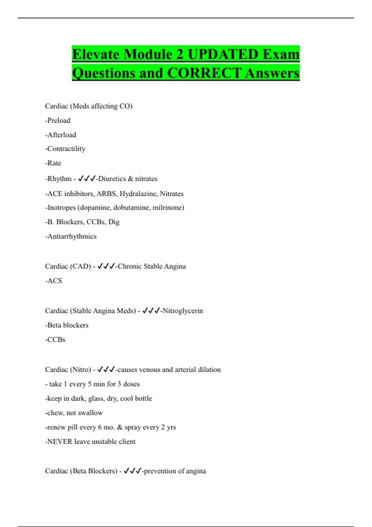 Elevate Module 2 UPDATED Exam Questions and CORRECT Answers - Elevate ...
