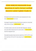 FOOD SERVICE MANAGER Exam Questions & 100% Correct verified Answers Latest Update Grade A+