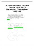 ATI RN Pharmacology Proctored Exam 2021/2022 ,RN ATI Pharmacology Proctored Exam 2021 /2022