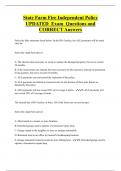 State Farm Fire Independent Policy UPDATED Exam Questions and  CORRECT Answers