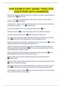 HHA EXAM STUDY GUIDE- PRACTICE QUESTIONS WITH ANSWERS