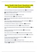 Home Health Aide Exam Questions with 100 &percnt; Correct Answers&vert; Verified