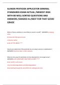 ILLINOIS PESTICIDE APPLICATOR GENERAL STANDARDS EXAM ACTUAL /NEWEST 2024 WITH 80 WELL SORTED QUESTIONS AND ANSWERS /GRADED A+/BEST FOR THAT GOOD GRADE   
