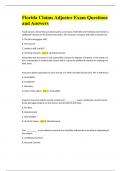 Florida Claims Adjuster Exam Questions and Answers