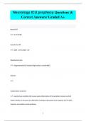 Neurology ICU prophecy Questions &  Correct Answers/ Graded A
