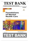 Test Bank for Foundations of Mental Health Care 6th Edition by Michelle Morrison-Valfre ISBN: 9780323354929|| Complete Guide A+