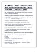 NHA And CORE Exam Questions With Professional Answers 100&percnt; &vert; Approved Explications 2024