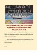 Florida Dental Laws and Rules Study Guide Actual Test Questions and Answers 