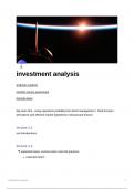 Investment analysis UoM summary