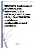 TMN3705 Assignment 2 (COMPLETE ANSWERS) 2024 (655484)- DUE 7 June 2024;100% TRUSTED workings, explanations and solutions.