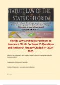 Florida Laws and Rules Pertinent to Insurance CH. 8/ Contains 55 Questions and Answers/ Already Graded A+ 2024-2025.