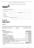 AQA A-level BIOLOGY 7402&sol;3 Paper 3 Question Paper & Mark scheme June 2023
