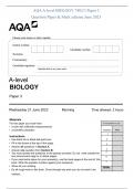 AQA A-level BIOLOGY 7402/3 Paper 3 Question Paper & Mark scheme June 2023