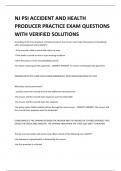 NJ PSI ACCIDENT AND HEALTH PRODUCER PRACTICE EXAM QUESTIONS WITH VERIFIED SOLUTIONS 