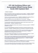 CFI 100 Certifying Officer and  Accountable Official Course Study  Guide 2024 Updated Q&A