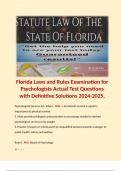 Florida Laws and Rules Examination for Psychologists Actual Test Questions with Definitive Solutions 2024-2025.