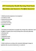Community Health Final Exam Verified Questions and Answers