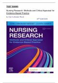 Test Bank - Nursing Research Methods and Critical Appraisal for Evidence Based Practice10th Edition ( Geri Lobiondo Wood-2022)Newest Edition