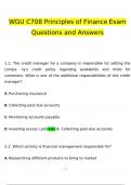 WGU C708 Principles of Finance Exam Questions and Answers Latest (Verified Answers by Expert)