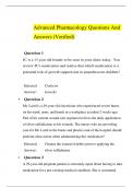 Advanced Pharmacology Questions And Answers&period; &lpar;Verified&rpar;