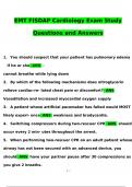 EMT FISDAP Cardiology Exam Study Questions and Answers Latest (Verified Answers)
