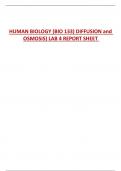 HUMAN BIOLOGY (BIO 133) DIFFUSION and  OSMOSIS) LAB 4 REPORT SHEET