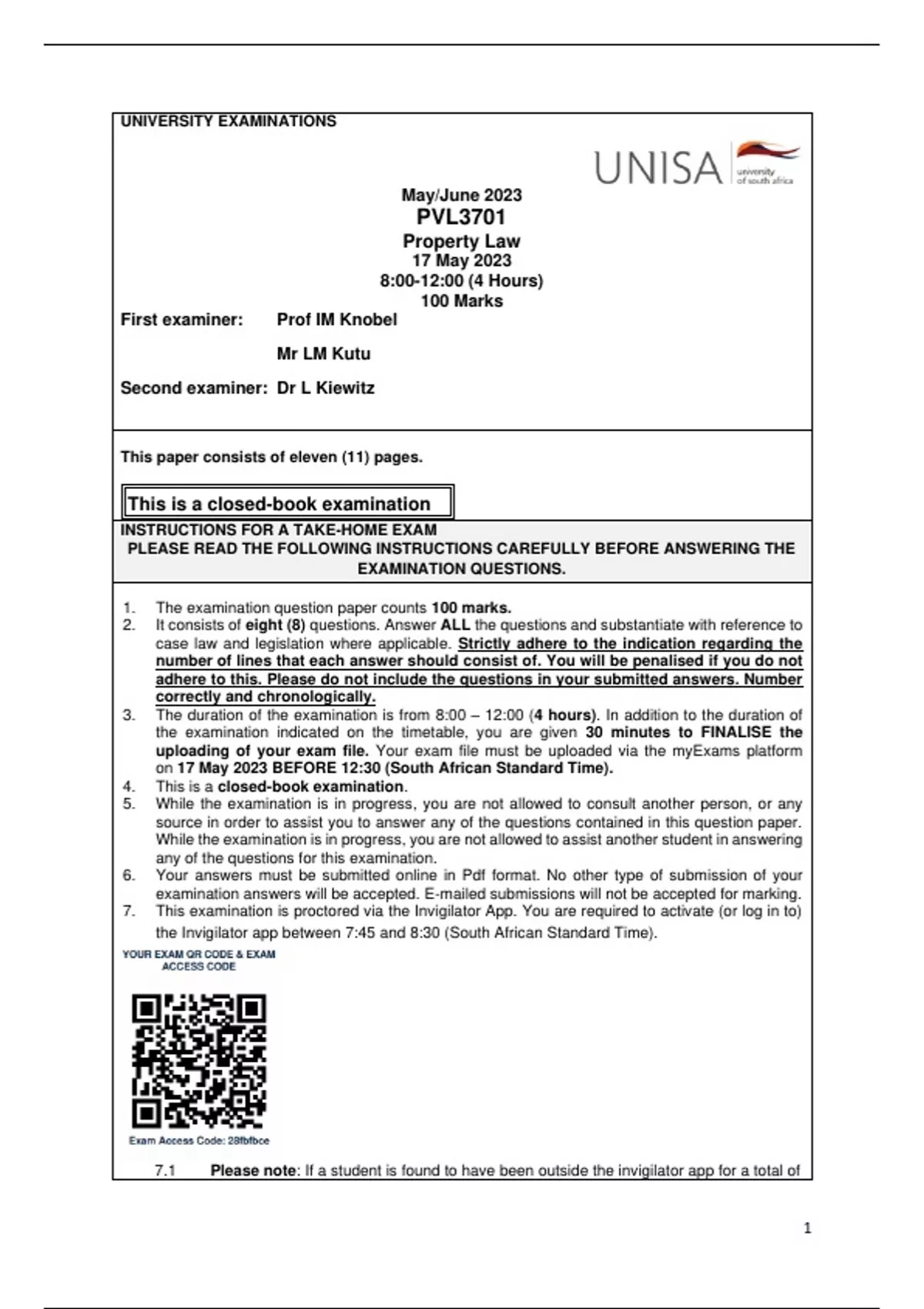 Exam (elaborations) LEV 3701 Law Of Evidence Admissibility Of Evidence ...
