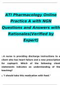 ATI Pharmacology Practice Exam A - ONLINE Exam2024 Expected Questions and Answers (Verified by Expert)