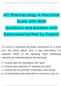 ATI Pharmacology Practice Exam A2024 Expected Questions and Answers (Verified by Expert)