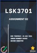 LSK3701 ASSIGNMENT 2 ( DETAILED ANSWERS) SEMESTER 2(203452)--DUE  4   JULY  2024