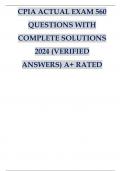 CPIA ACTUAL EXAM 560 QUESTIONS WITH COMPLETE SOLUTIONS 2024 (VERIFIED ANSWERS) A+ RATED.