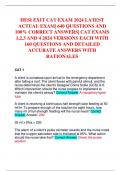 HESI EXIT CAT EXAM 2024 LATEST ACTUAL EXAM&vert; 640 QUESTIONS AND 100&percnt; CORRECT ANSWERS&vert; CAT EXAMS 1&comma;2&comma;3 AND 4 2024 VERSIONS EACH WITH 160 QUESTIONS AND DETAILED ACCURATE ANSWERS WITH RATIONALES