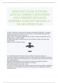 HESI MENTAL HEALTH RN CORRECT QUESTIONS AND VERIFIED DETAILED ANSWERS ALREADY GRADED A+ GUARANTEED PASS