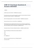 CHM 151 Final Exam Questions & Answers 2024&sol;2025