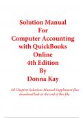 Solutions Manual for Computer Accounting with QuickBooks Online 4th Edition By Donna Kay (All Chapters, 100% Original Verified, A+ Grade)